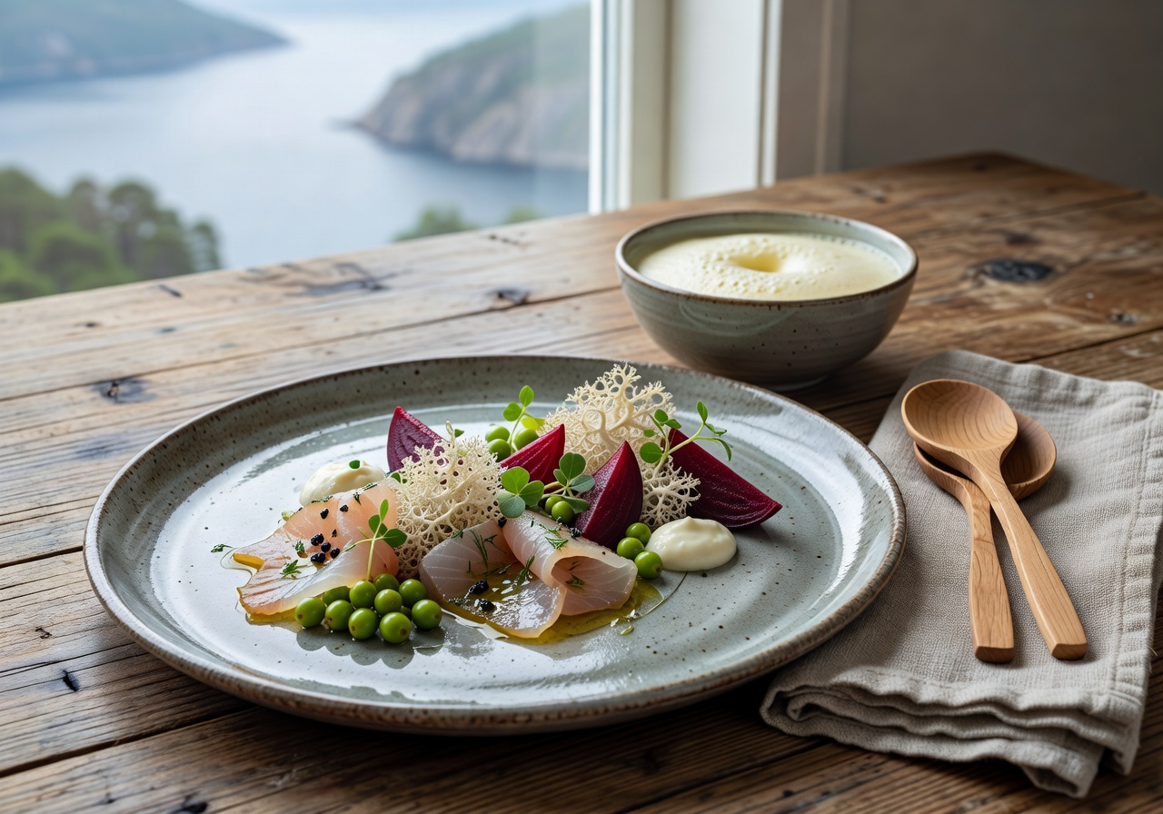 Gourmet Nordic dining presentation