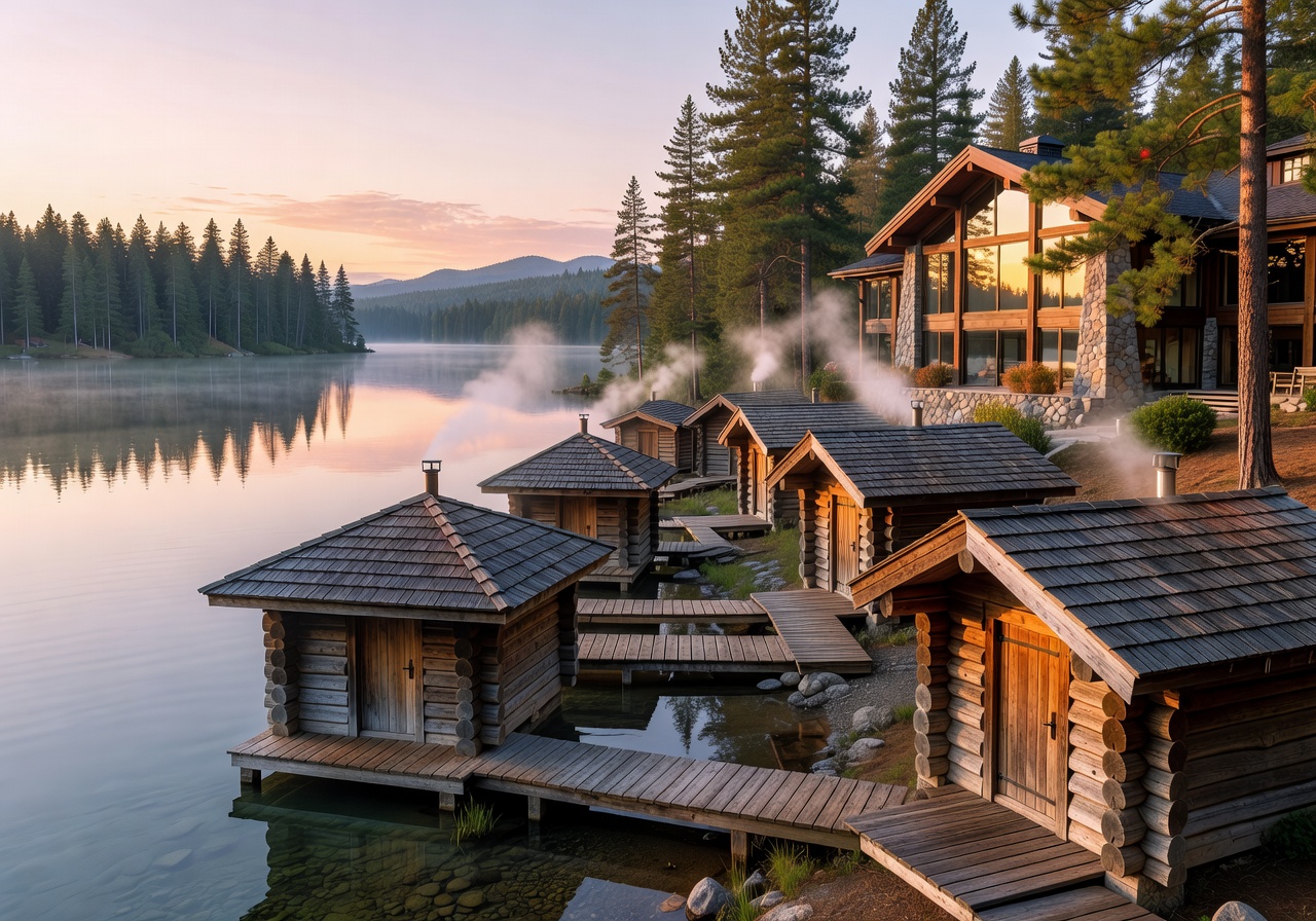 Lake Serenity Casino Retreat lakeside sauna village
