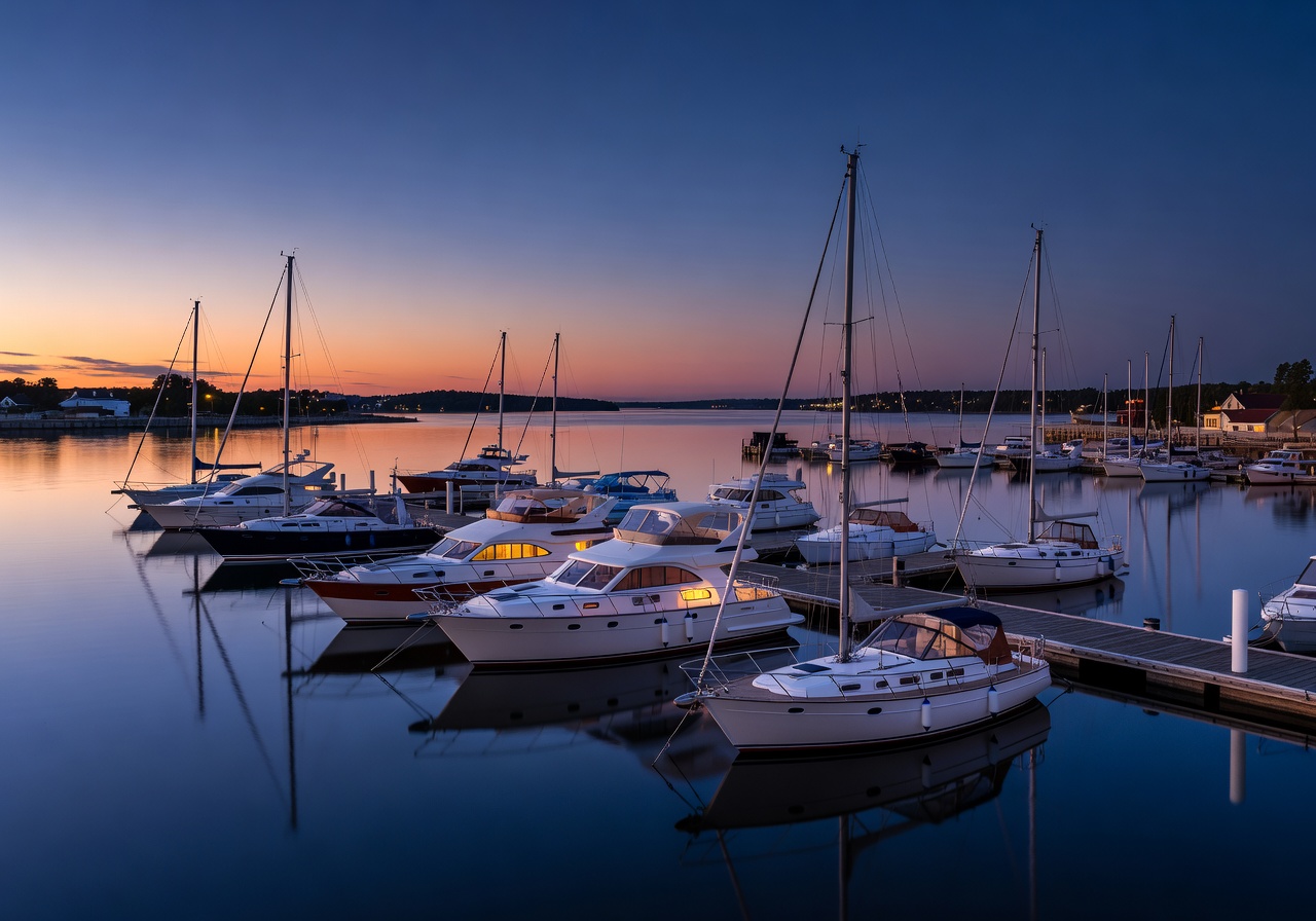 Marina yacht evening at Mariehamn